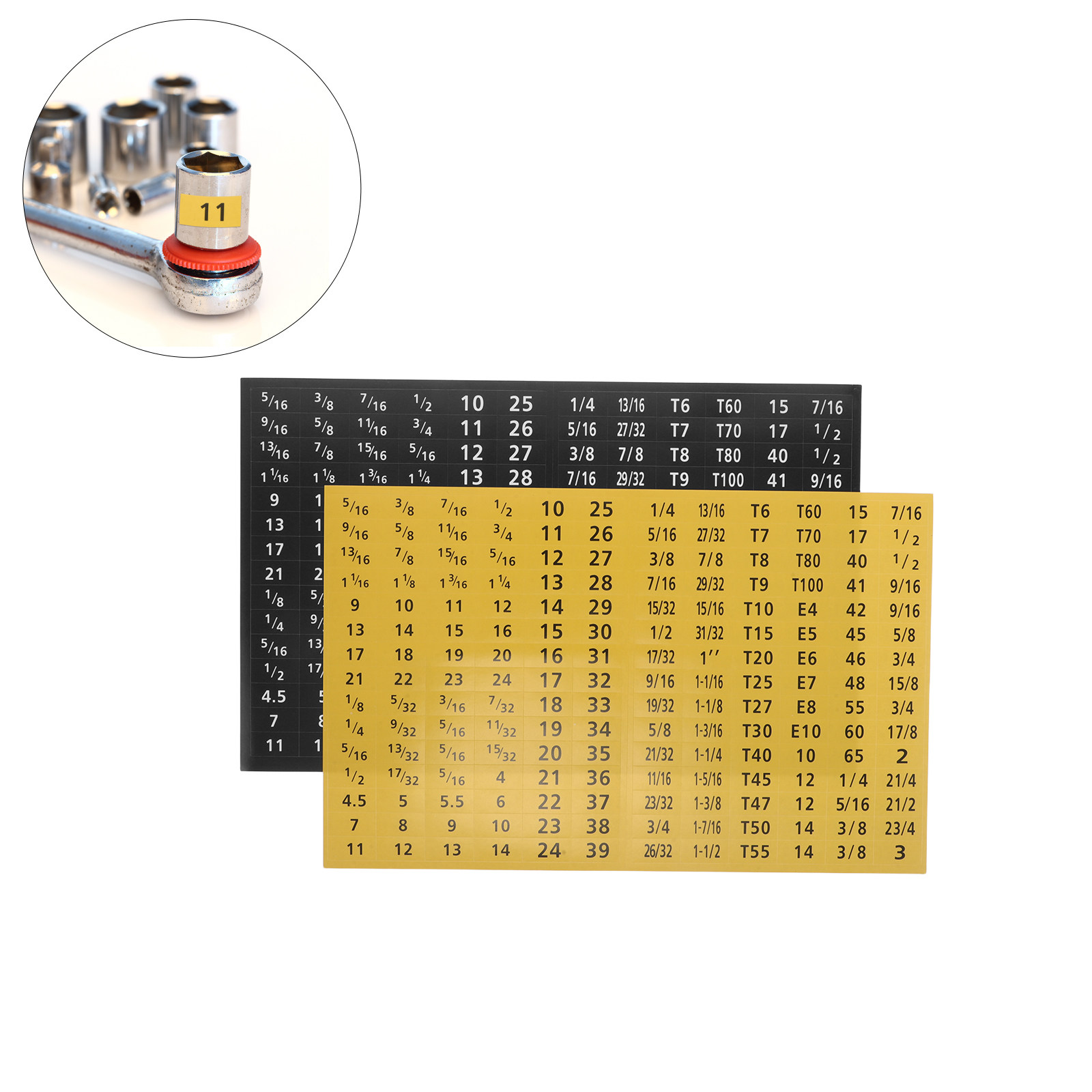 Tools Box For Workshop - 20Sheets Socket Wrench Size Sticker Self