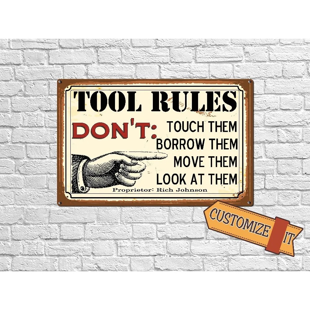 Workshop Tools And Names - CIFbuy 2D Flat Customizable Metal Plaque,Tool