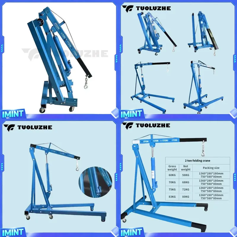 Hand Tools Mechanical Workshop - 2-ton Foldable Blue Car Engine Lifting