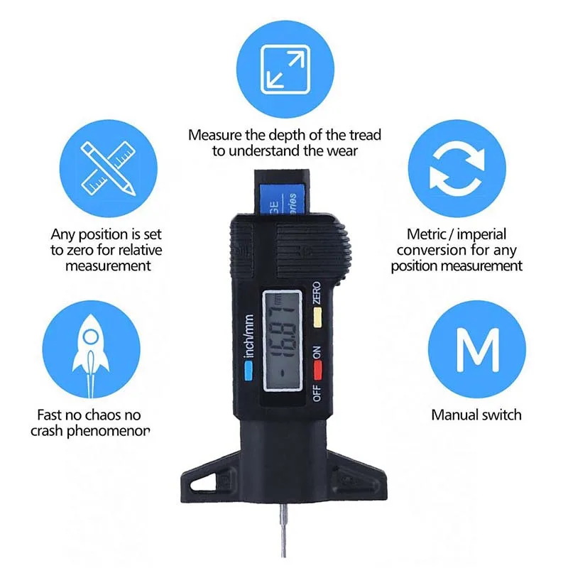 Digital Car Tyre Tire Tread De - Workshop Measuring Tools ulasan dan harga
