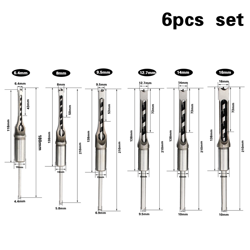 6PCS HSS Twist Drill Bits Squa - Chisel Set Wood ulasan dan harga